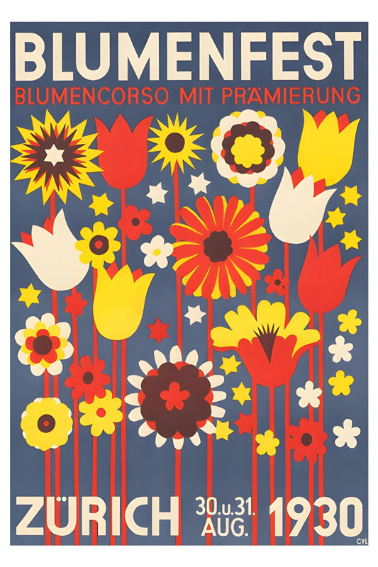 Blumenfest Zurich 1930 Postal Card