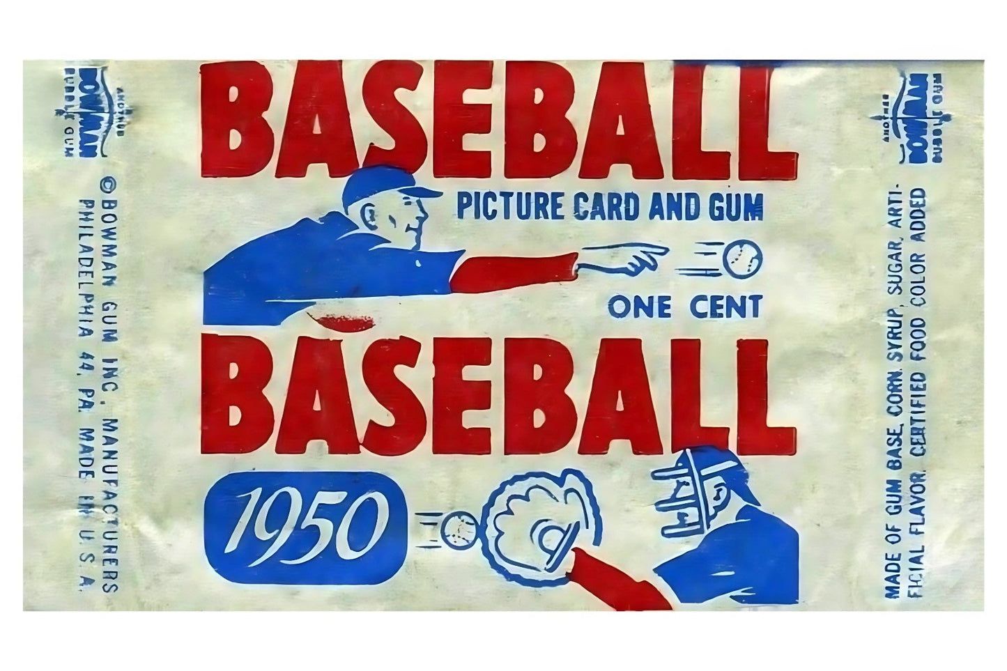 Baseball Gum 1950 Wrapper Postal Card