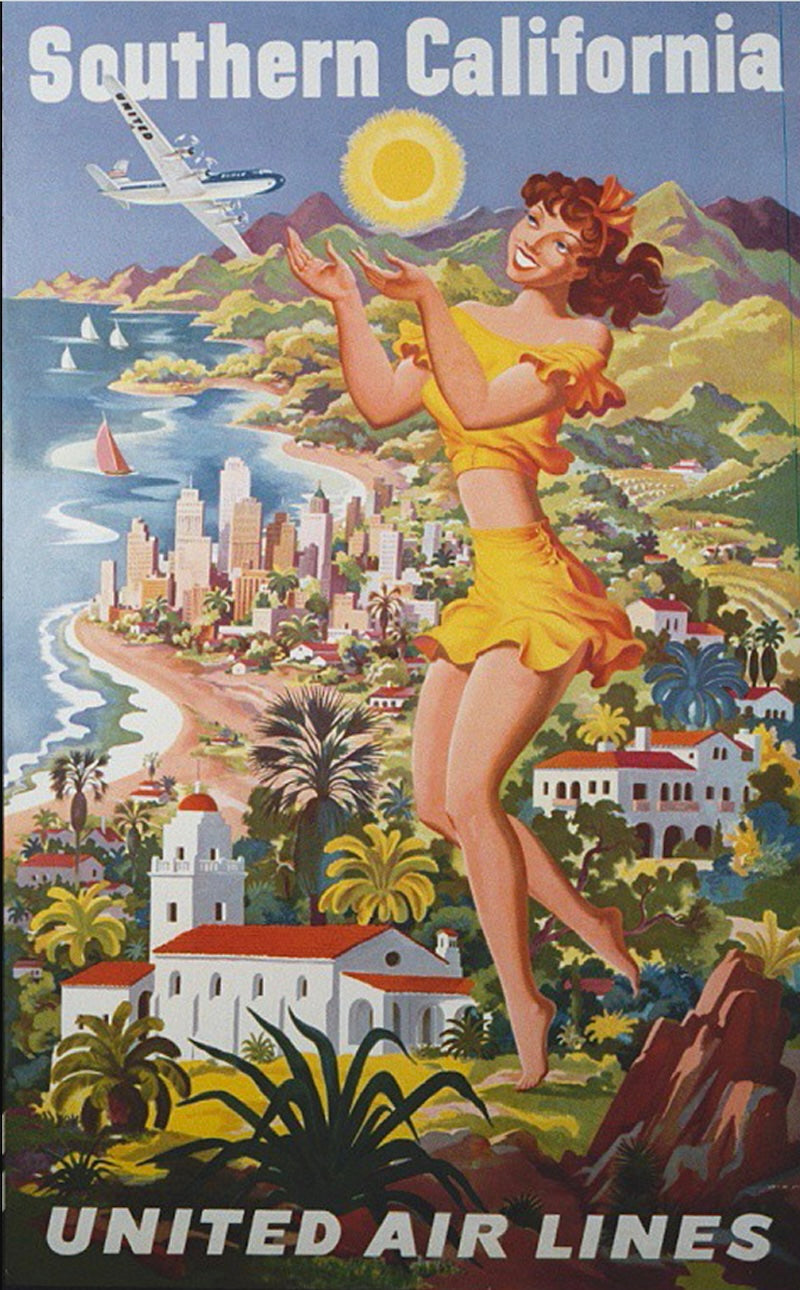 Postkarte der United Air Lines in Südkalifornien