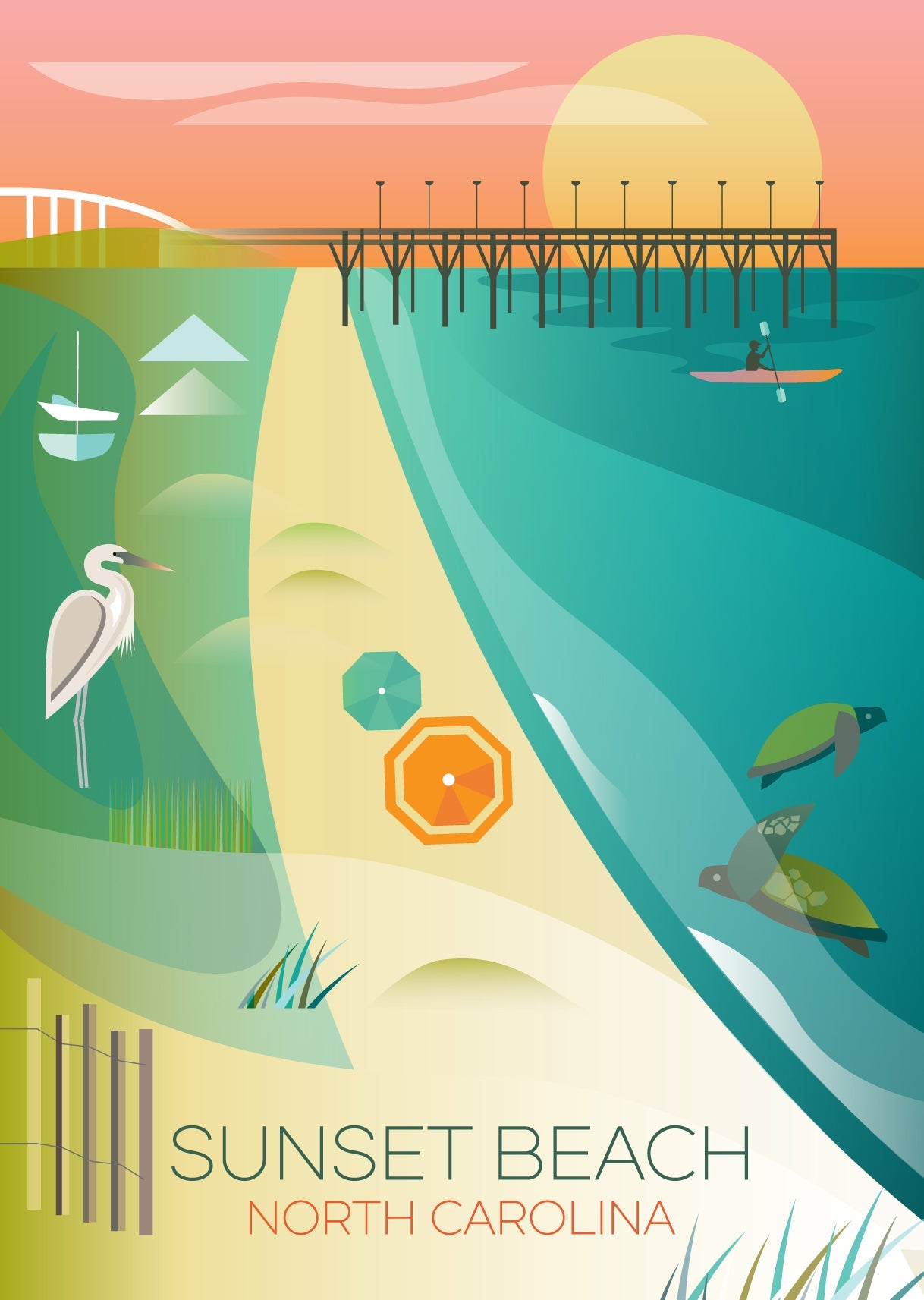 Sunset Beach, North Carolina Postcard