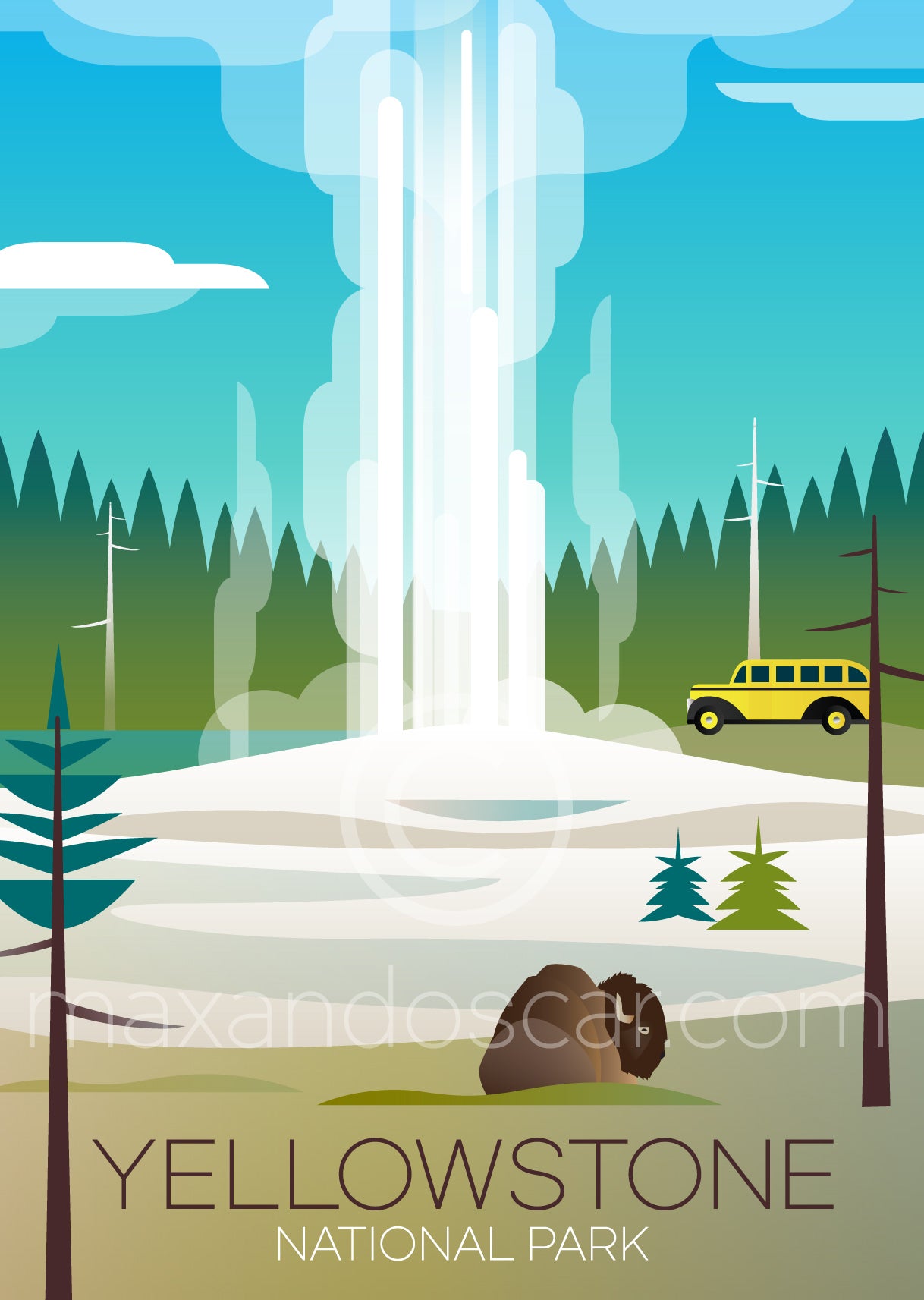YELLOWSTONE NATIONAL PARK, OLD FAITHFUL POSTCARD